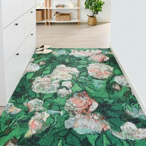 Rose Flower Welcome Rug Doormats for Outdoor/Indoor Entrance Durable Rubber Door Mats Low-Profile Heavy Duty Carpet for Garage