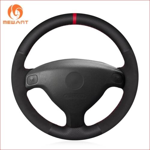 MEWANT Black Genuine Leather Black Suede Steering Wheel Cover for Buick Sail Opel Astra G H 1998-2007 Opel Zafira A 1999-2005