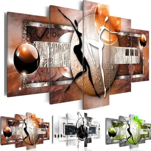 Modular Canvas Pictures Bedroom Home Decor 5 Pieces Colourful Figure Ball Painting Prints Abstract Dance Poster Wall Art Framed