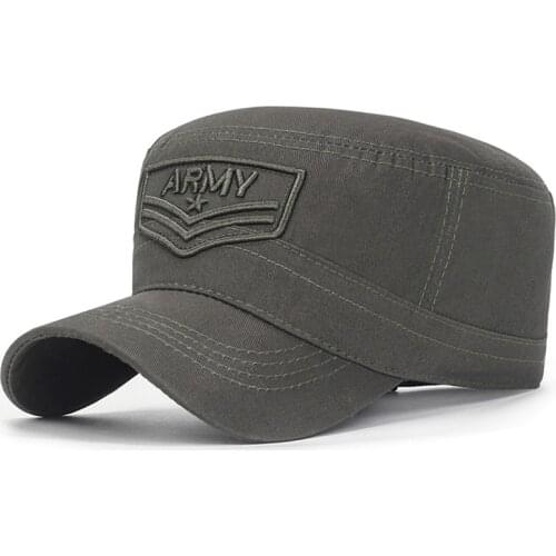 Men Military Hat Adjustable Flat Top Soldier Cap Army Hat Caps Summer Male US Washed Cotton Army Cap Camouflage Hats 3 Colors