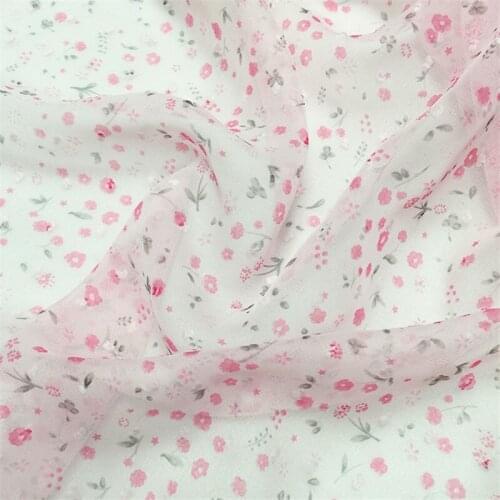 2 Yards Soft Breathable Chiffon Print Flower Overlay Fabric Comfortable Chiffon Flowing Fabric For Summer Baby Dress Blouse