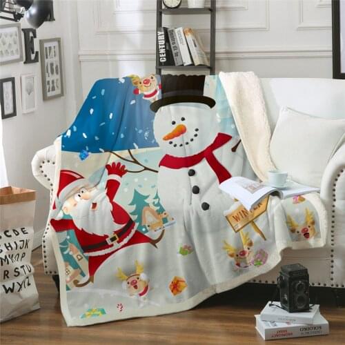 2020 New Christmas Blanket Snowman Microfiber Sherpa Throw Blanket on Bed Santa Claus Thin Quilt mantas Fashion Blanket