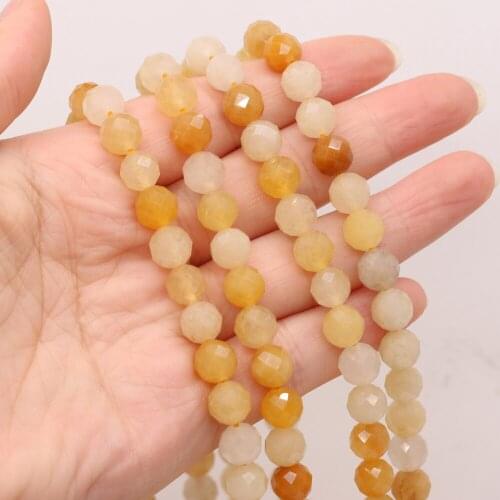 New Style Natural Stone Beads Round Section Yellow Jade Loose Bead 8 MM For Jewelry Making DIY Necklace Earrings Accessory