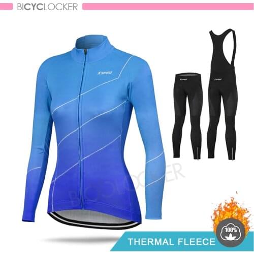 Cycling Clothing Women Winter Thermal Fleece Long Sleeve Jersey Sets Cycle Clothes Road Bike Wear 2020 Mujer Maillot Uniform