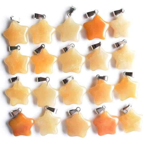 Wholesale 50pcs/lot high quality natural yellow stone five star charms pendants for DIY jewelry making free shipping