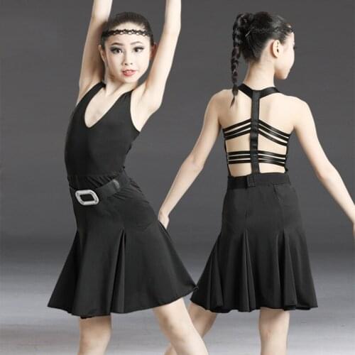 Girls Latin Dance Performance Dress Kids Sleeveless Slim Dress For Girls Ballroom Cha Cha Samba Practice Dance Costumes DL6159
