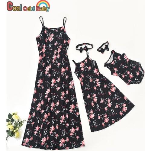 Mother and Daughter Dresses Matching Clothing 2-8Y Vest Floral Dress Mom Girls Baby Family Look Summer Family Matching Outfits