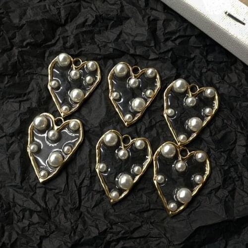 10pcs/lot Zinc Alloy Metal Irregular Love Pearl Charms Pendant Used For DIY Jewelry Making Accessories