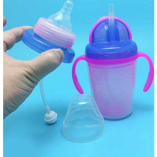 Toddler Silica Gel 240ml Cute Baby Cup Kids Children Learn Feeding Drinking Water Handle Bottle Training Cup Baby Feeding Cup