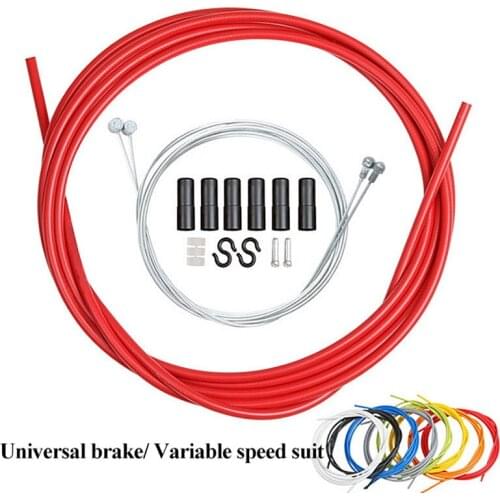 6 IN 1 MTB Road Bike Bicycle Brake Cable Shift Line Set 4mm/5mm Transmission Tube Cables Wire With 2 Caps 2m Variable Speed Pipe