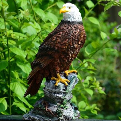CREATIVE RESIN EAGLE STATUE GARDEN FIGURINE HANDMADE ANIMALS CRAFTS ORNAMENT HOME LAWN GRASS EAGLE SCULPTURE DECORATION