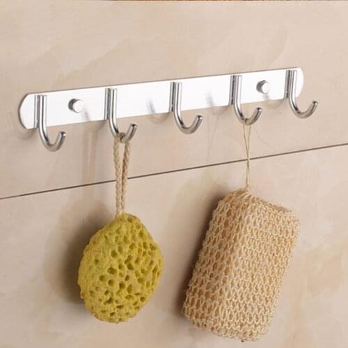 Space Aluminum Hooks Bar 3/4/5/6/7 Hooks Hat Clothes Robe Holder Door Rack Wall Mounted Bathroom Kitchen Hanger Wall Coat Rack