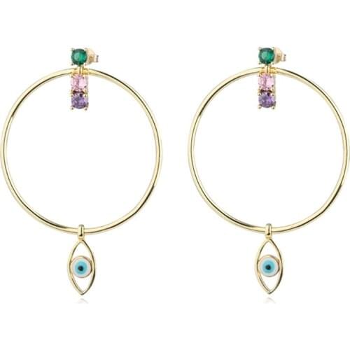 5Pairs/lot Factory Direct Price Female New Big Hoop Earrings Zirconium Retro Eyes Earrings For Valentines Day gift