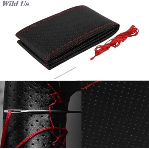 1PC 38cm DIY Car Leather Steering Wheel Covers Braid Smart Cover Non Slip Sleeve With Needle Interior Accessories Kits
