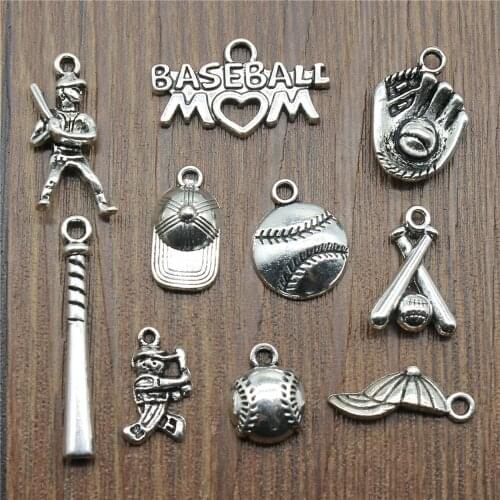 20pcs Baseball Charms Baseball Hat Pendants Jewelry Making Baseball Charms Antique Silver Color Sport Jewelry
