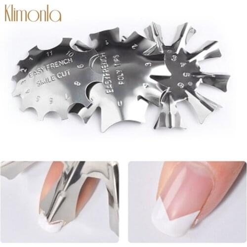 3pcs French Nail Smile Line Edge Cutter Stainless Steel Nail Stencil Trimmer Clipper Multi-size Manicure Nail Art Tools