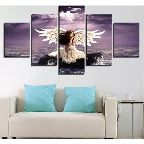 Girl Angel Wings 5pcs diamond embroidery full round diy diamond painting cross stitch square drill mosaic Sea landscape,FS137