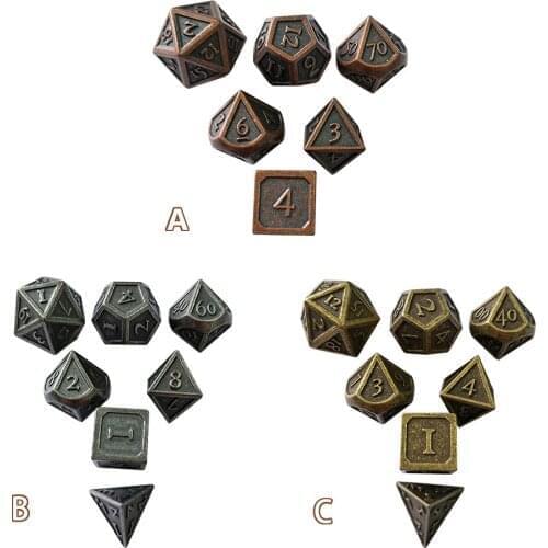 7pcs/set For Dungeons Dragons Innovative RPG Dice D D Metal Dice Set D4 D6 D8 D10 D10 D12 D20