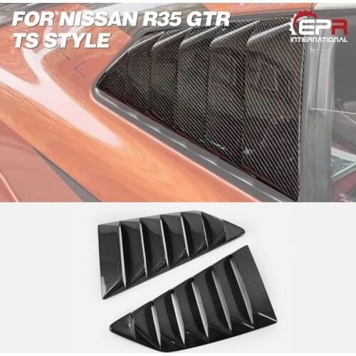 Car Accessories For Nissan 08-17 R35 GTR TS Style Carbon Fiber Rear Window Louver Glossy Finish Side Air Duct Fibre Tuning Vent