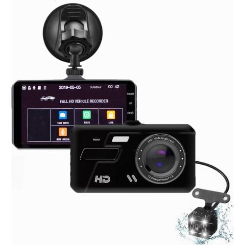 Car Driving Recorder 4 Inch Touch 1080P Dual-Screen Dash Cam Driving DVR Parking Monitoring Wide-angle Car Electronics Mirror