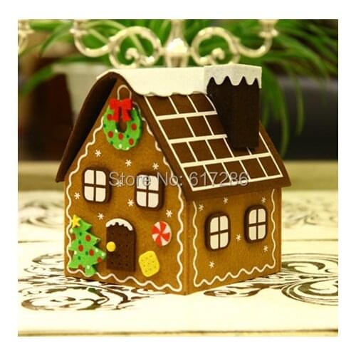 Free shipping! 1pc Christmas gingerbread house felt brown house candy bag christmas gift decoration