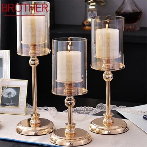 BROTHER Candle Light Table Lamp Creative Restaurant Crafts Romance contemporary Gold