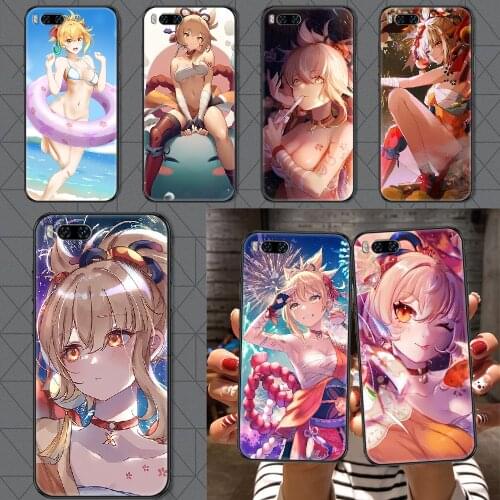 Genshin Impact Yoimiya Phone case For Xiaomi Mi Max Note 3 A2 A3 8 9 9T 10 Lite Pro Ultra black fashion cell cover 3D bumper