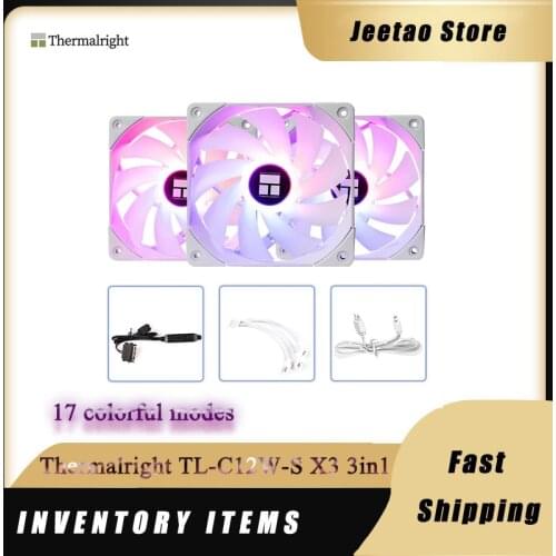 Thermalright TL-C12W-S X3 3in1 12cm 5V 3PIN ARGB Case Silent Cooling Fan 17 colorful modes FDB Bearing 4pin PWM CPU Cooler Fan