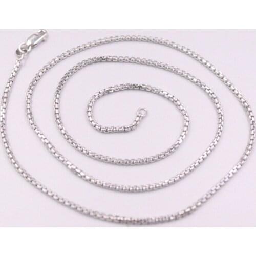Pure 18K White Gold Necklace 1.7mm Hollow Square Box Link Chain Necklace Stamped Au750 For Men Women Gift 50cm / 4.4g
