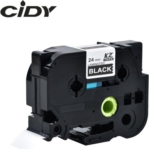 CIDY 20 Rolls Tze355 Tze-355 tz355 tz 355 24mm Tze Laminated Compatible White on Black Brother Ribbon Cartridge
