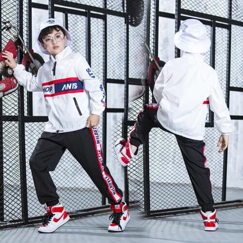 Kids Hip Hop Clothing for Girls Boys Coat Jogger Pants Kids Jazz Dance Costumes Set Ballroom Dancing Clothes Children Outfits