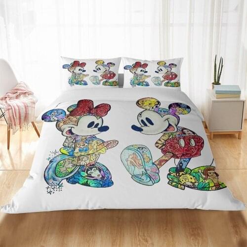 Disney Minnie Mickey Mouse Bedding Set Single Twin Queen King Size Bed Sets Children Comforter Duvet Cover Pillow Cases Gifts