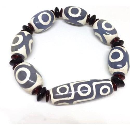 New Designed Elastic Three Eyes Blue Agate Bracelet Natural Agate for Men and Women free shipping