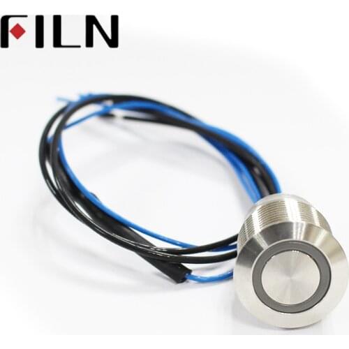 5A 250V 19mm Lock ON OFF Shortest IP68 Waterproof 12V LED Push Button Switch