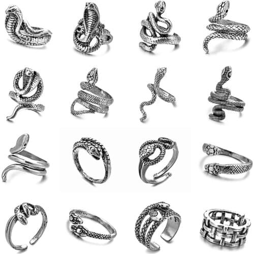New Retro Punk Snake Ring for Men Women Girls Boys Fashion Personality Opening Adjustable Anamal Evil Eyes Rings Halloween Gift