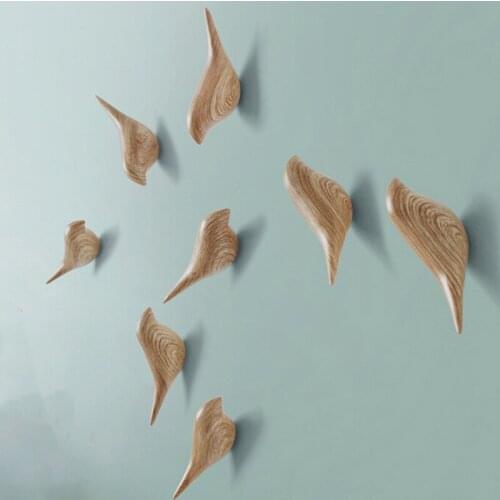 Creative Bird Shape Wall Hooks Home Decoration Resin Wood Grain Storage Rack Bedroom Door After Coat Hat Hanger 3D Coat Holder