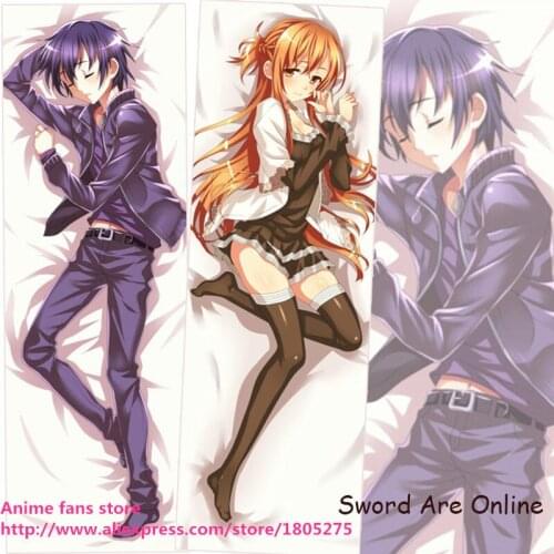 Cool Japanese Anime Pillowcase Sword Art Online SAO Kirito&Asuna Cute decorative Hugging Body Pillow Case Cover
