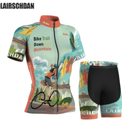 LairschDan 2021 cycling jersey short set women mtb clothing racing bike outfit female breathable bicycle suit fietskleding dames