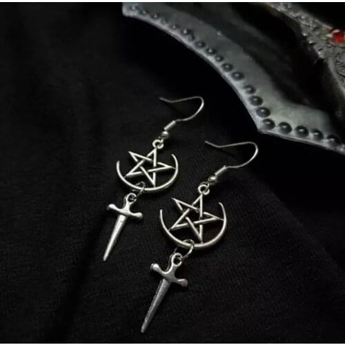 Lunar Ritual Earrings mysterious gothic jewelry moon witch celtic pagan viken moon god moon phase witch goddess fashion woman