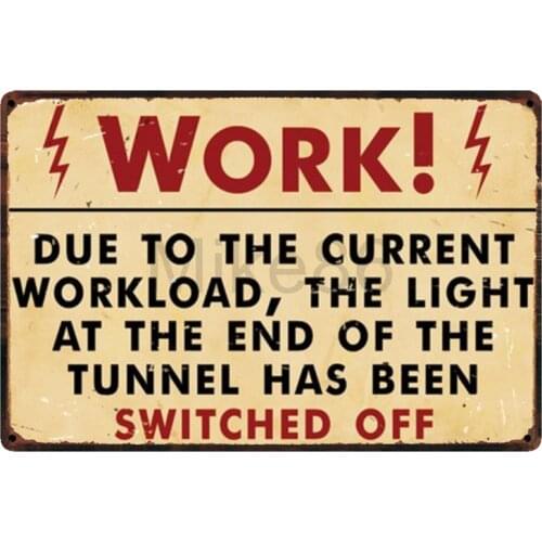 [ Mike86 ] Work SWITCHED OFF Tin Sign Home Bar Hotel Wall Painting Plaque Party Bar Public Decor SL-8842