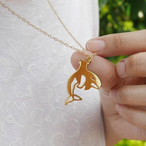Trendy Killer Whale Necklace Women Origami Statement Pendant Ocean Jewelry