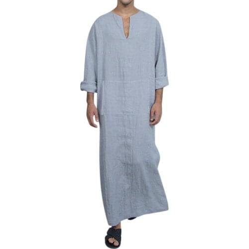 Islamic Arabic Kaftan Men Jubba Thobe Cotton Solid Long Sleeve Hooded Robes Dubai Middle East Men Muslim Clothes Abaya Homme