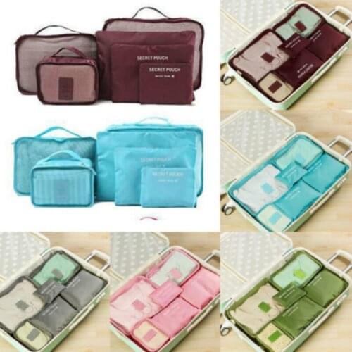 2021 New 6 Piece Waterproof Travel Bag Storage Bag Clothes Packaging Cube Luggage Storage Bag Set Nylon Home Travel Bag