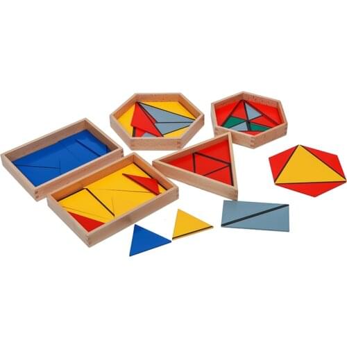Montessori Sensorial Materials Constructive Triangles With 5 Boxes Sensory Mateirals for CASA and Math Toys for Elementary