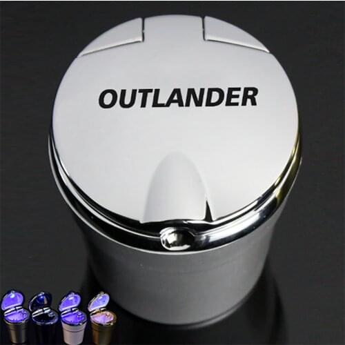 For Mitsubishi Outlander 20 Car Logo Ashtray With LED Light Car Ashtray Trash Box Creative Personality Ashtray Car Sign Ashtray