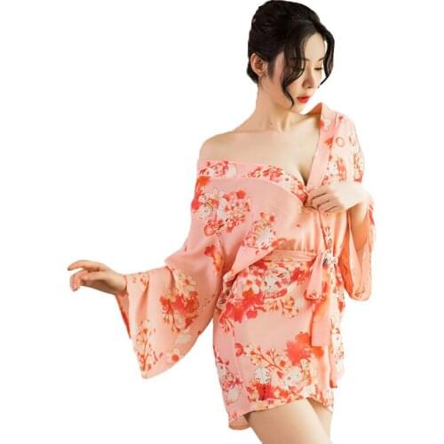 Sexy Lingerie Pornos Suit Erotic Underwear Japanese Kimono Printed Bathrobe Suit Temptation Pajamas Home Robe Support Wholesale