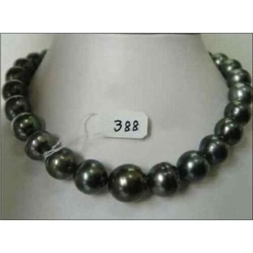 RARE NATURAL 12-14MM SOUTH SEA BLACK PEARL NECKLACE 18 INCH shipping free