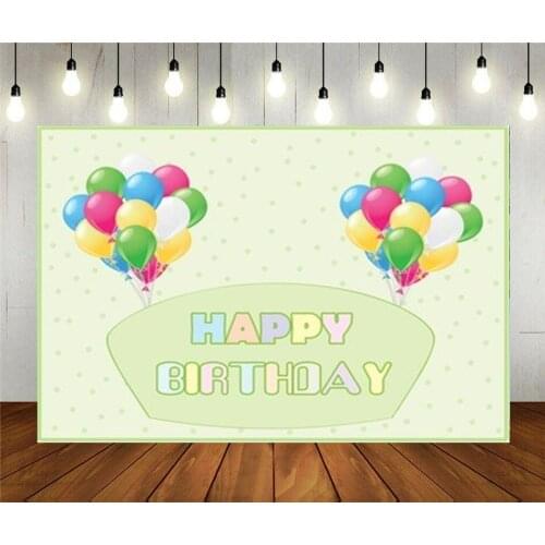 Photo Studio Props Photography Backdrop Happy Birthday Party Decoration Blue Birthday Card With Balloons Vinyl Background