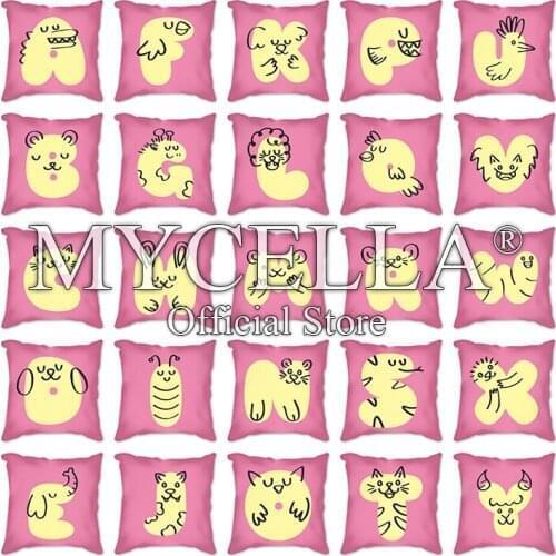 Pink Pillowcase Decorative Sofa Cushion Case Bed Pillow Cover Home Decor Car Cushion Cover 26 cute English letters Pillow Case