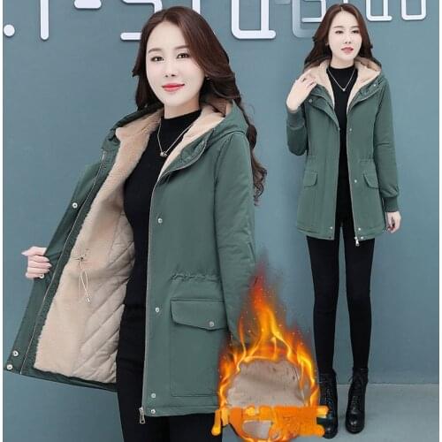 Women Winter Thick Jacket Wool Liner Parkas Warm Mid-Long Jackets Hooded Parka Fur Inside Cotton Coat Female Plus Size Y161
